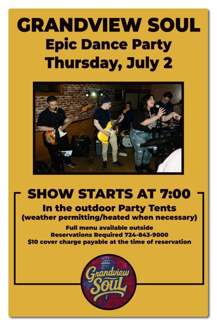 Live band performance announcement for Thursday, July 2.